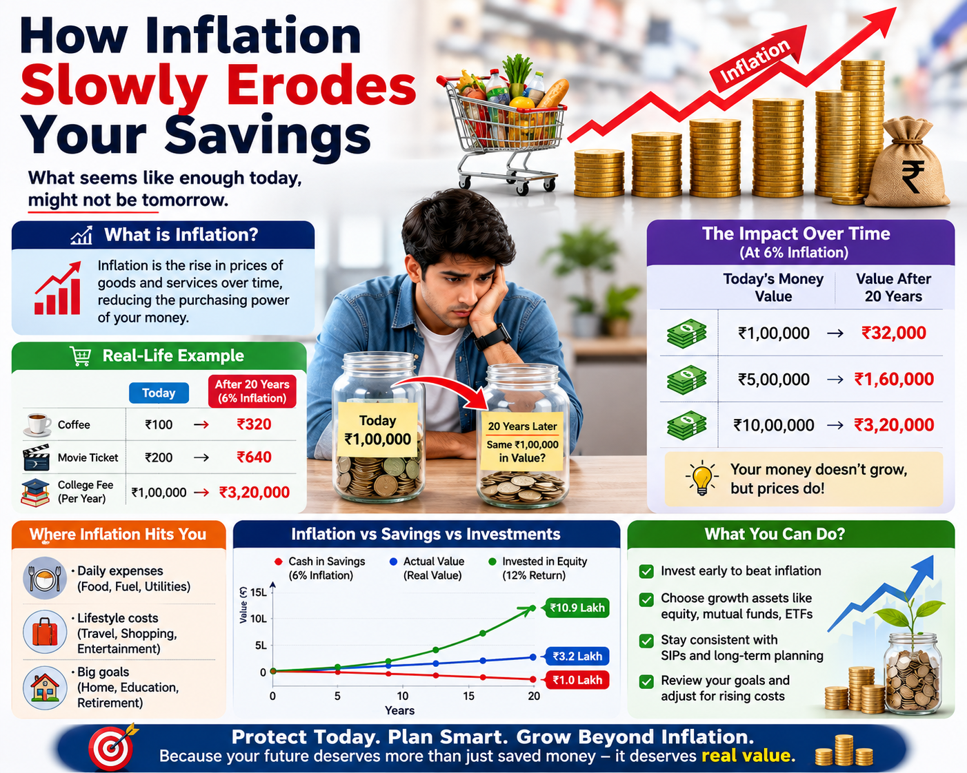 Chart showing how inflation erodes your savings